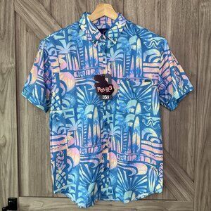 RSVLTS "Chasing Mavericks" Surf KUNUFLEX Short Sleeve Button Down Shirt - Size M